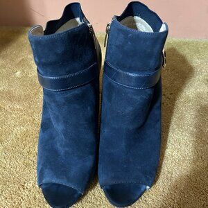 Marc Fisher Open Toe Stiletto Shimmee Suede Booties